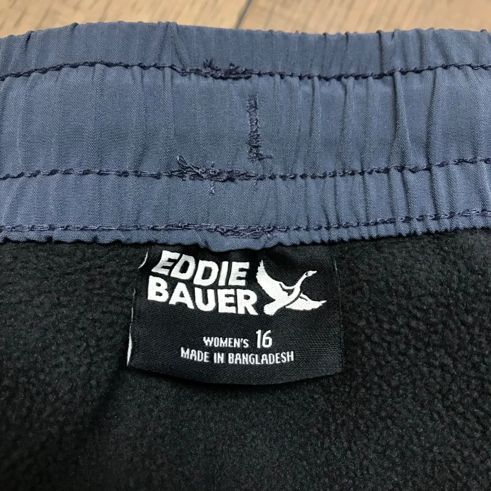 Eddie Bauer Jogger Pants Fleece‎ Lined Womens Size 16 Blue Pull On Winter Hiking